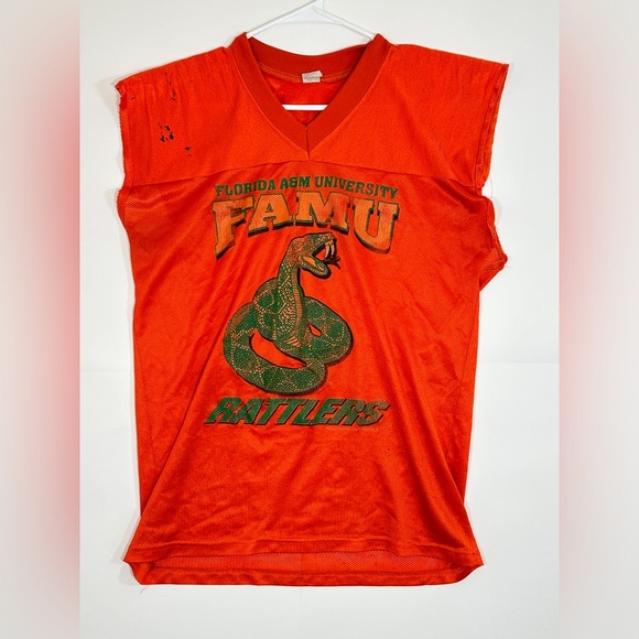 Vintage Famu Rattlers Florida A&M Football Jersey Sz XS Orange Russell Rare READ - Picture 2 of 16